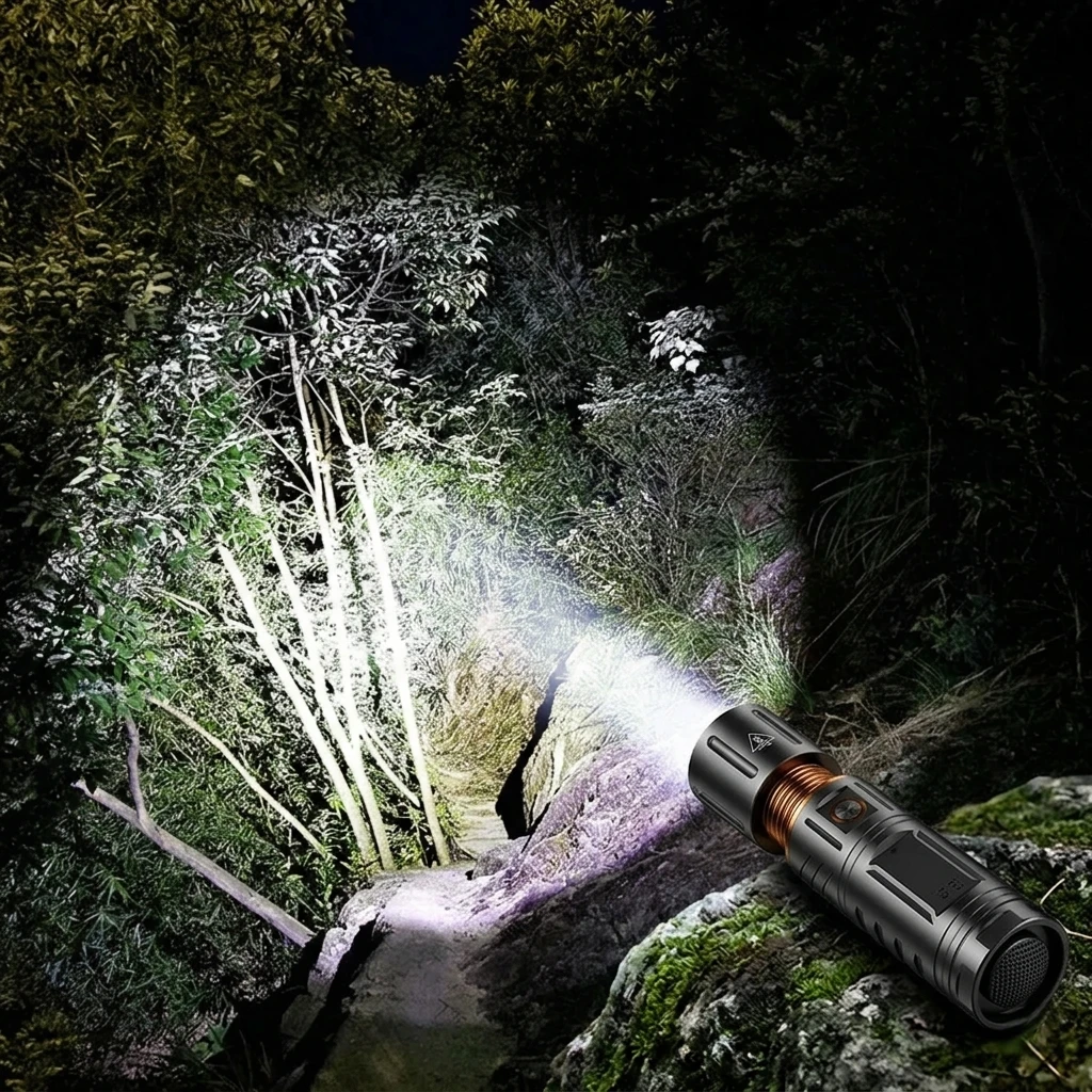 Strong Light Lamp T40 LED Flashlight flash test