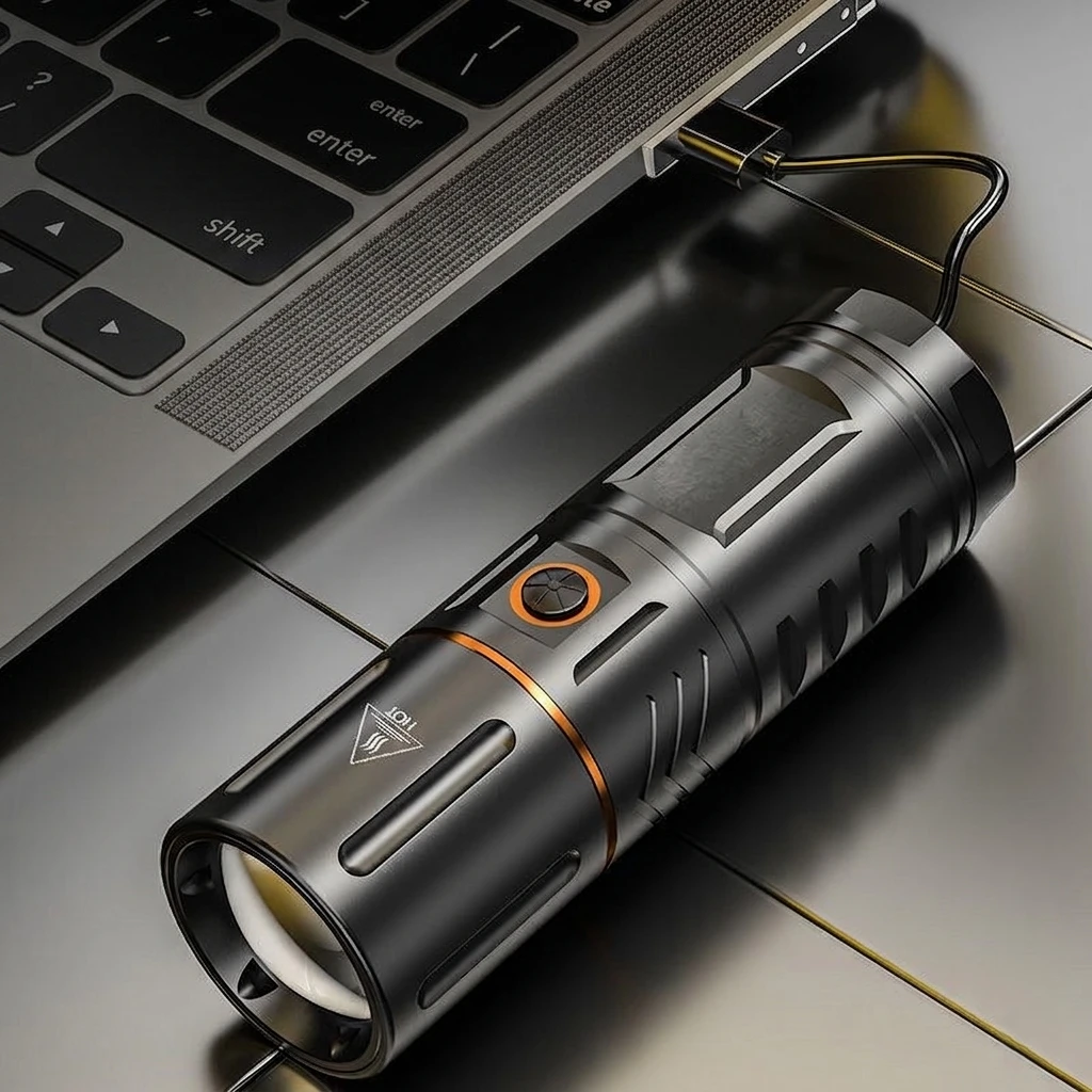 Strong Light Lamp T40 LED Flashlight charge with laptop